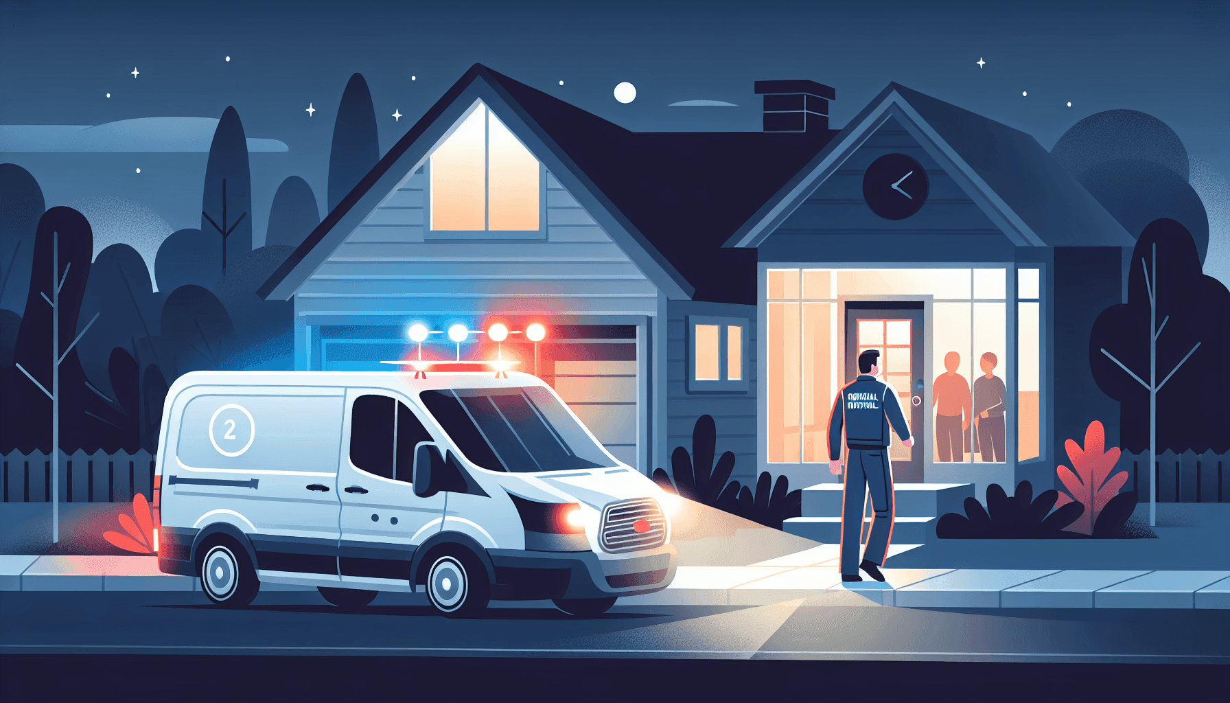 Técnico respondiendo a una llamada de emergencia HVAC nocturna