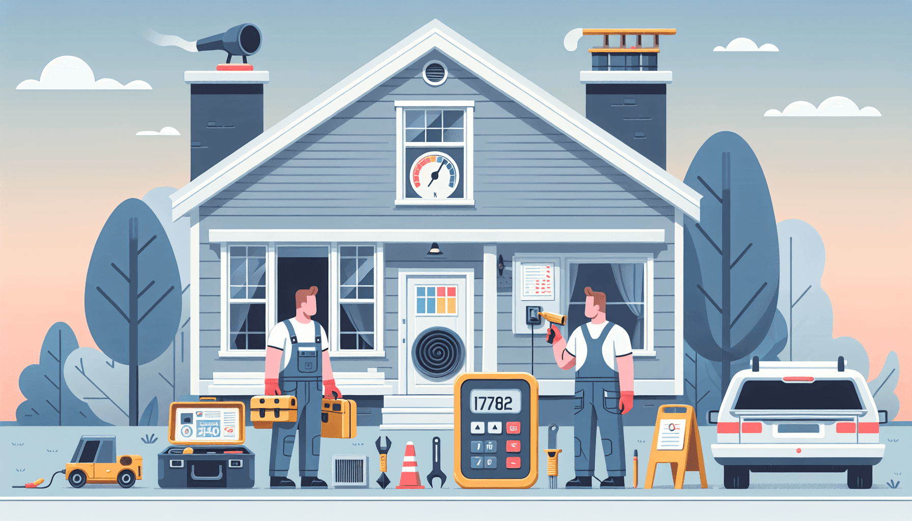 Technician performing home energy audit