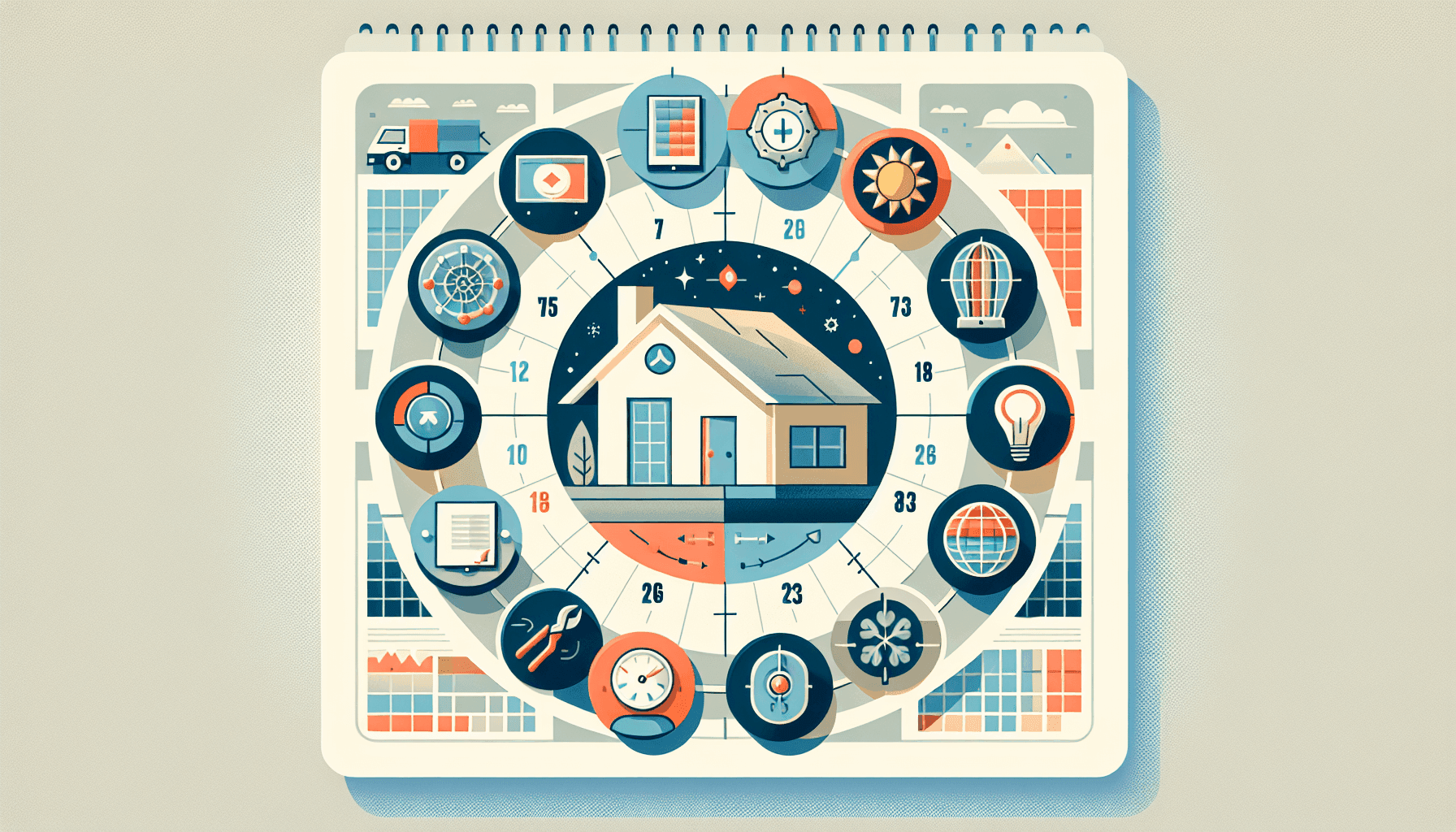 Illustrated seasonal HVAC maintenance checklist